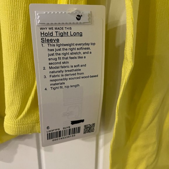 NWT Sunlight Yellow lululemon Hold Tight Long Sleeve Shirt Sz 6 - Picture 4 of 6